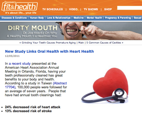 Oral Health linked with Heart dr joe kravitz article